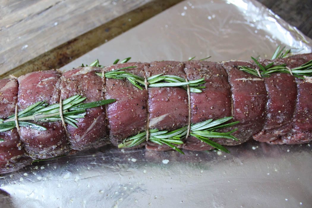 What is a recipe that includes oven-baked beef tenderloin?