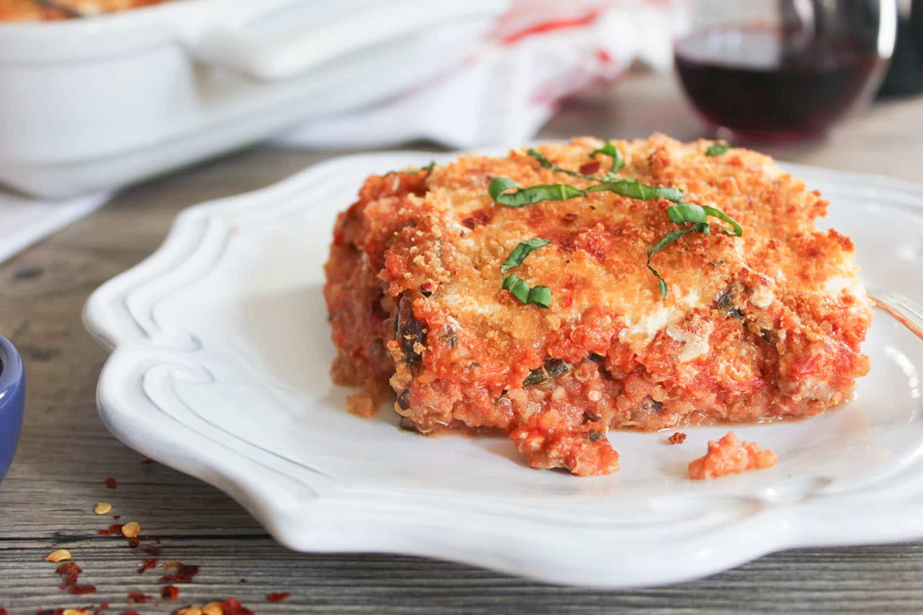 Lasagna Quinoa Bake with Chicken, Spinach and Mushrooms Domesticate ME!